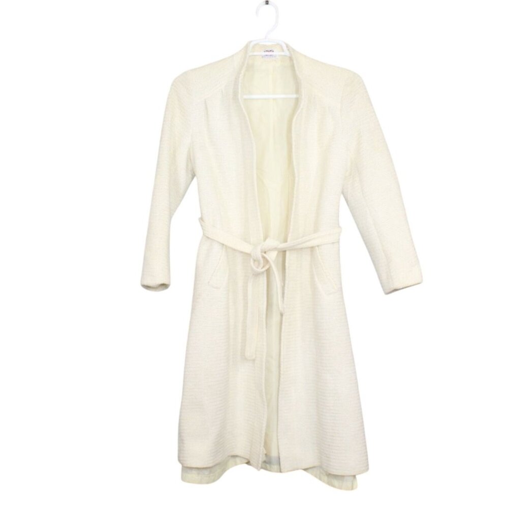 Bonwit Teller Cream Long Woven Lined Cardigan Robe Size 10